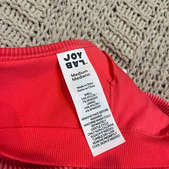 JoyLab - Bright Salmon Ribbed Seamless Bra - Medium - Picture 5 of 7